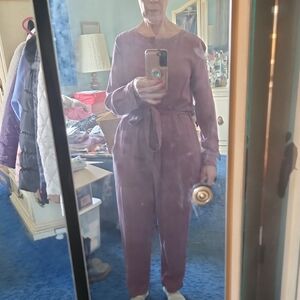 Old Navy Mauve Long-Sleeve Tie-Waist Jumpsuit